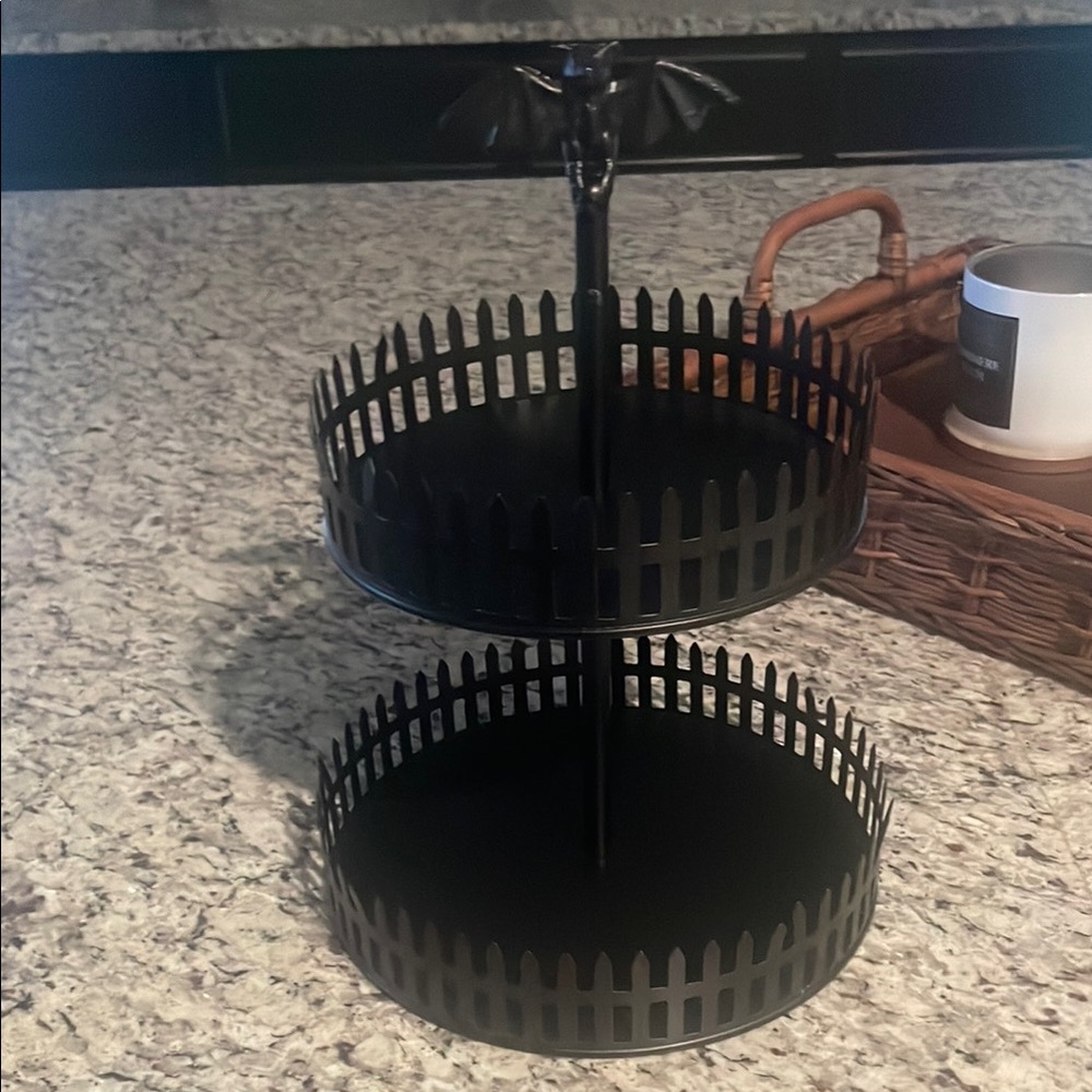 Black Two-Tiered Metal Tray